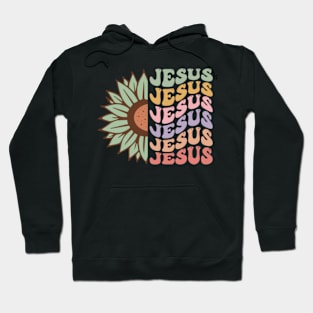 Christian Retro sunflower jesus Hoodie